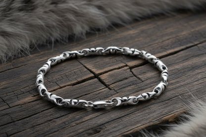 vkngjewelry Bracelet Viking Knotwork Link Bracelet, Handcrafted Sterling Silver Norse Jewelry