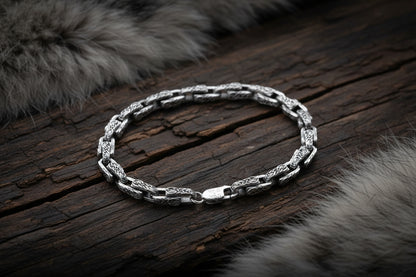 vkngjewelry Bracelet Norse Heritage Ornament Link Bracelet Sterling Silver Jewelry