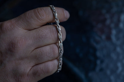 vkngjewelry Bracelet Norse Heritage Ornament Link Bracelet Sterling Silver Jewelry