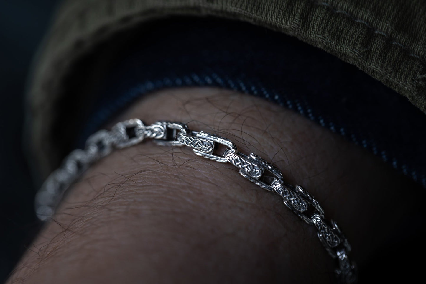 vkngjewelry Bracelet Norse Heritage Ornament Link Bracelet Sterling Silver Jewelry