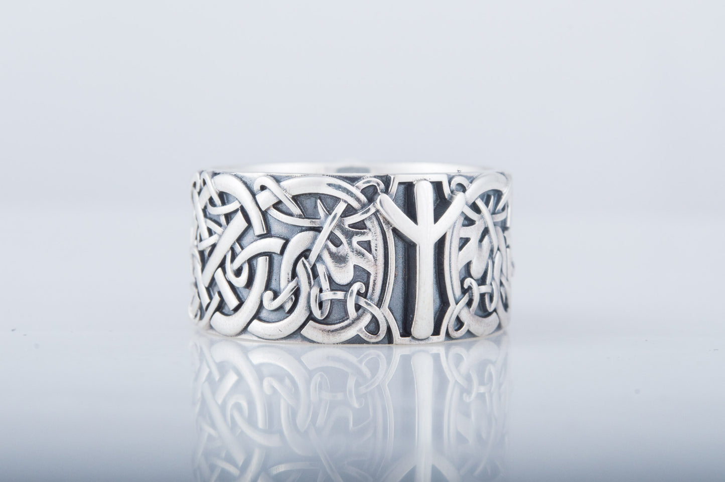 vkngjewelry Ring Handcrafted Norse Ornament Algiz Rune Sterling Silver Ring