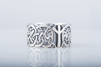 vkngjewelry Ring Handcrafted Norse Ornament Algiz Rune Sterling Silver Ring