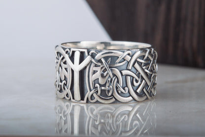 vkngjewelry Ring Handcrafted Norse Ornament Algiz Rune Sterling Silver Ring