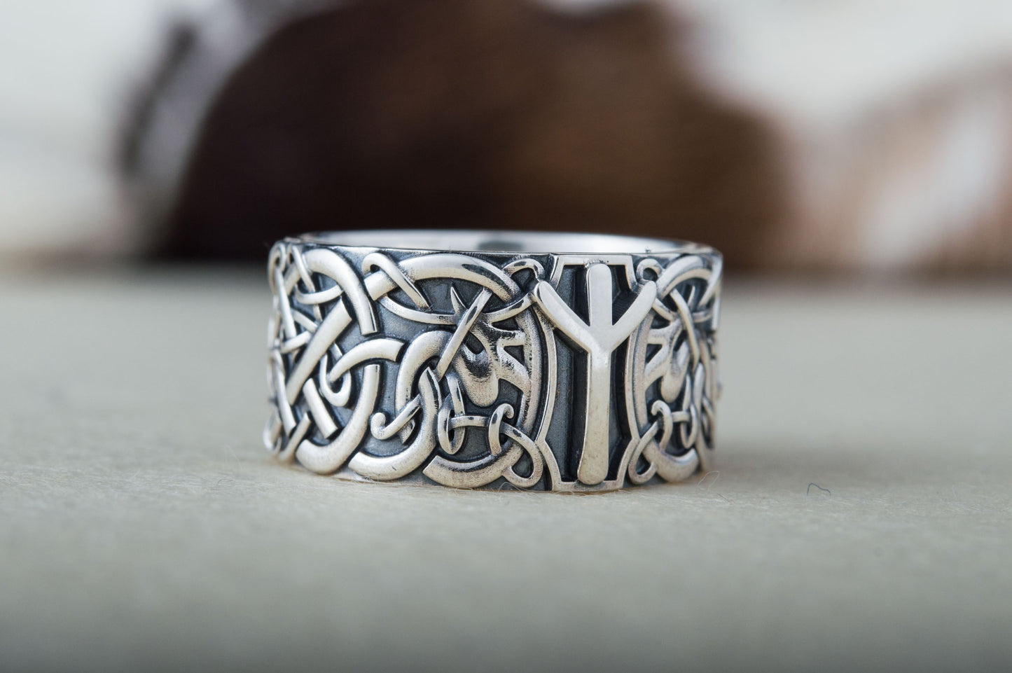 vkngjewelry Ring Handcrafted Norse Ornament Algiz Rune Sterling Silver Ring