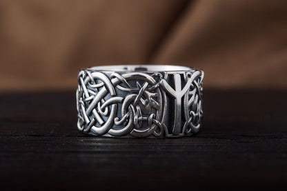 vkngjewelry Ring Handcrafted Norse Ornament Algiz Rune Sterling Silver Ring