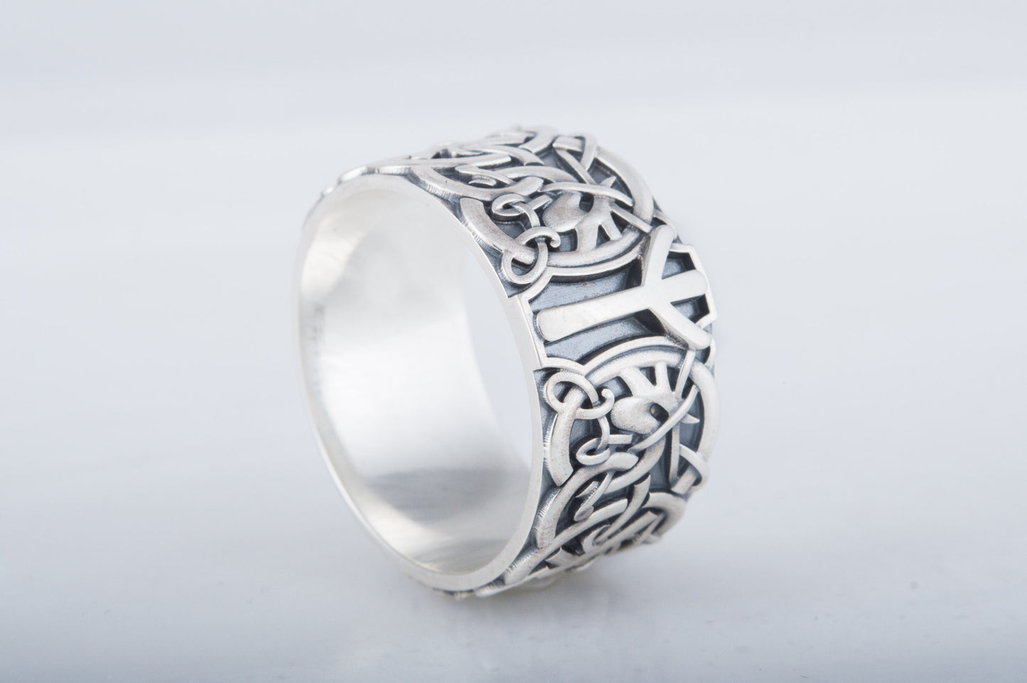 vkngjewelry Ring Handcrafted Norse Ornament Algiz Rune Sterling Silver Ring