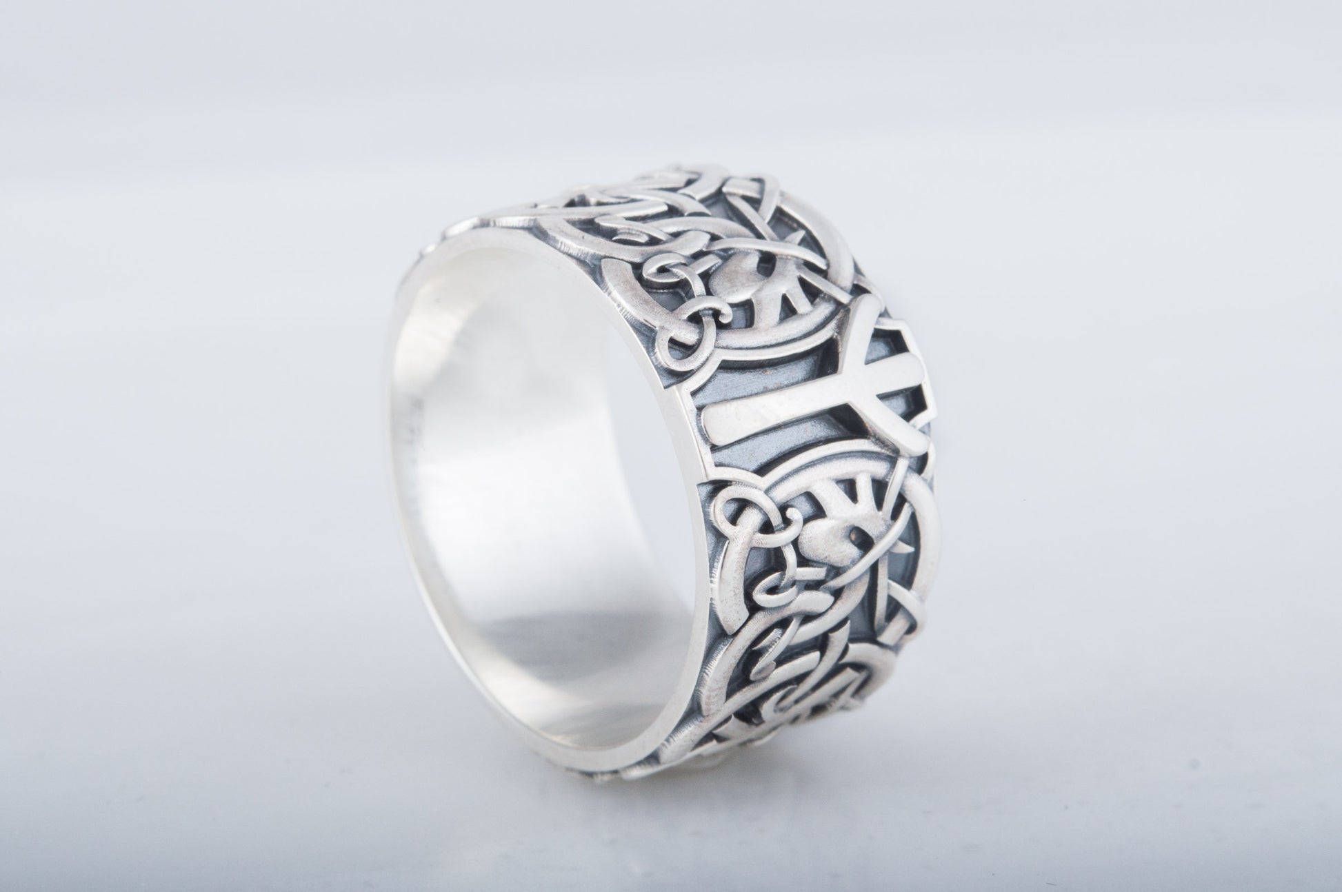 vkngjewelry Ring Handcrafted Norse Ornament Algiz Rune Sterling Silver Ring