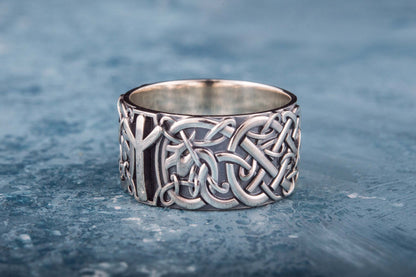 vkngjewelry Ring Handcrafted Norse Ornament Algiz Rune Sterling Silver Ring