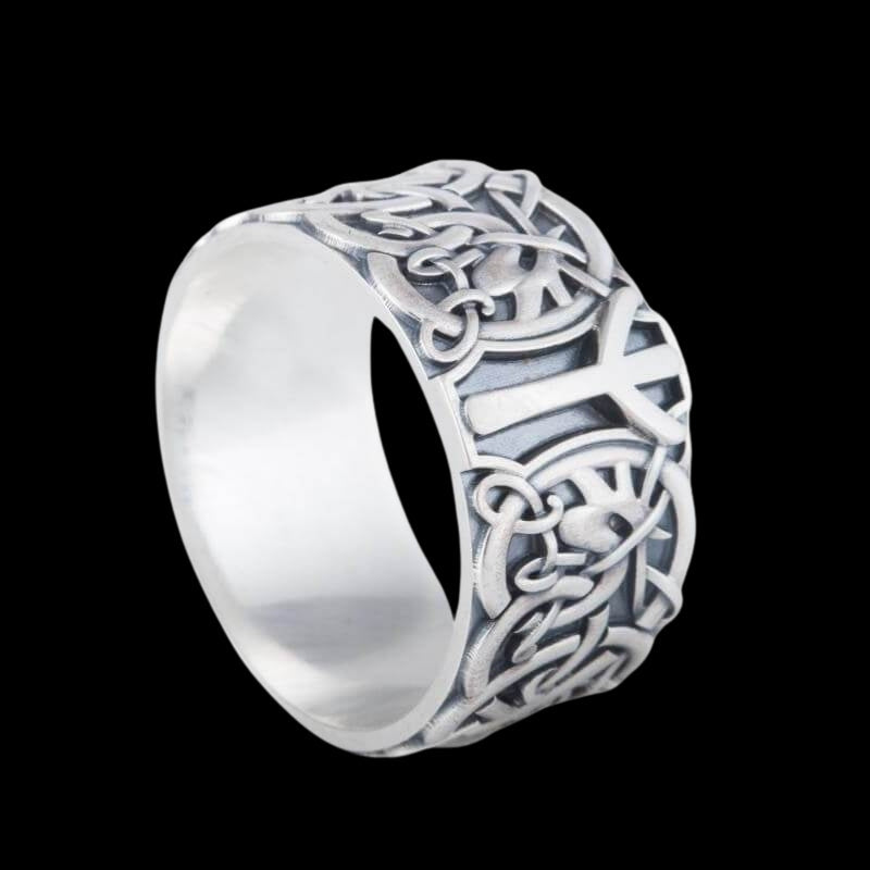 vkngjewelry Bagues Norse Ornament Algiz Rune Sterling Silver Ring