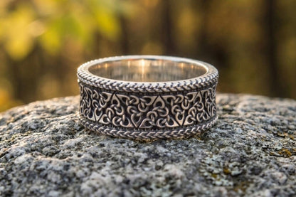 vkngjewelry Ring Handcrafted Norse Ornament Triquetra Symbol Style Sterling Silver Ring