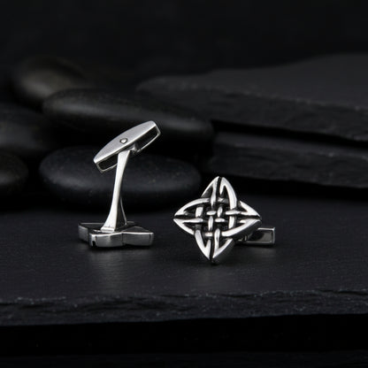 vkngjewelry Cufflinks Handcrafted Norse Pattern v1 Sterling Silver Cufflinks