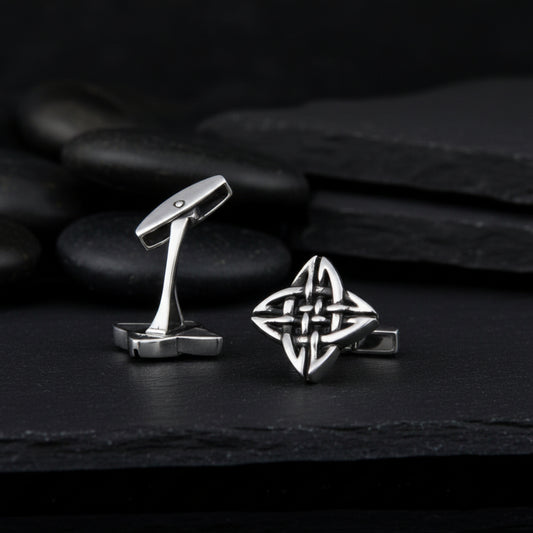 vkngjewelry Cufflinks Handcrafted Norse Pattern v1 Sterling Silver Cufflinks