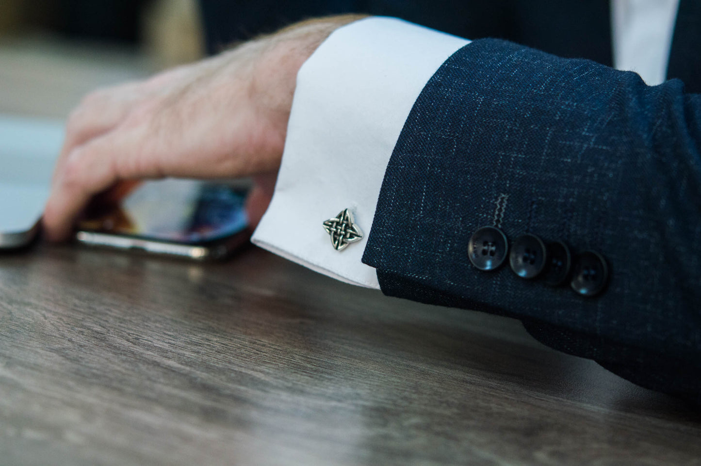 vkngjewelry Cufflinks Handcrafted Norse Pattern v1 Sterling Silver Cufflinks