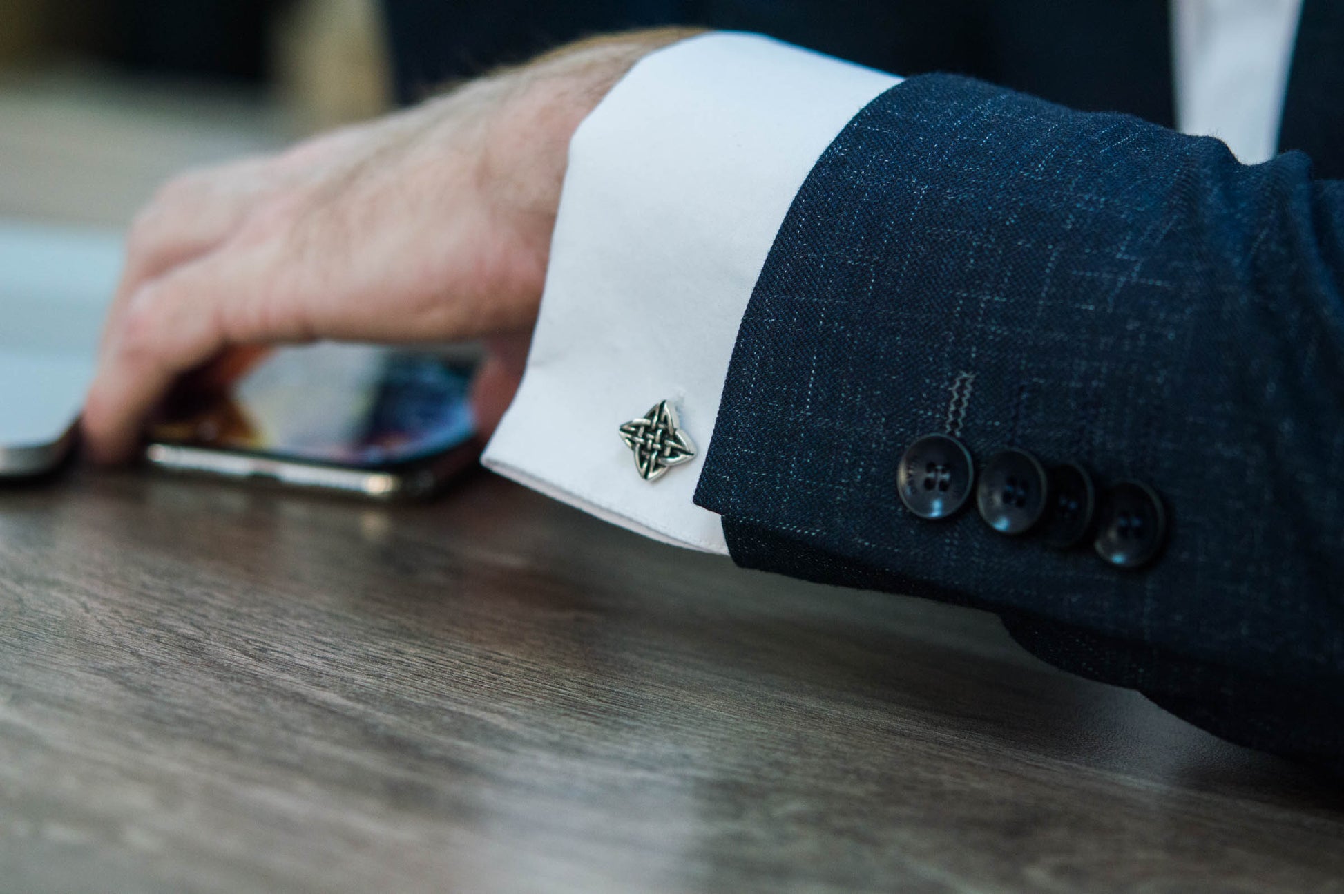 vkngjewelry Cufflinks Handcrafted Norse Pattern v1 Sterling Silver Cufflinks