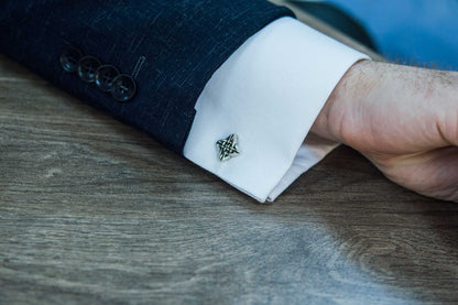 vkngjewelry Cufflinks Handcrafted Norse Pattern v1 Sterling Silver Cufflinks