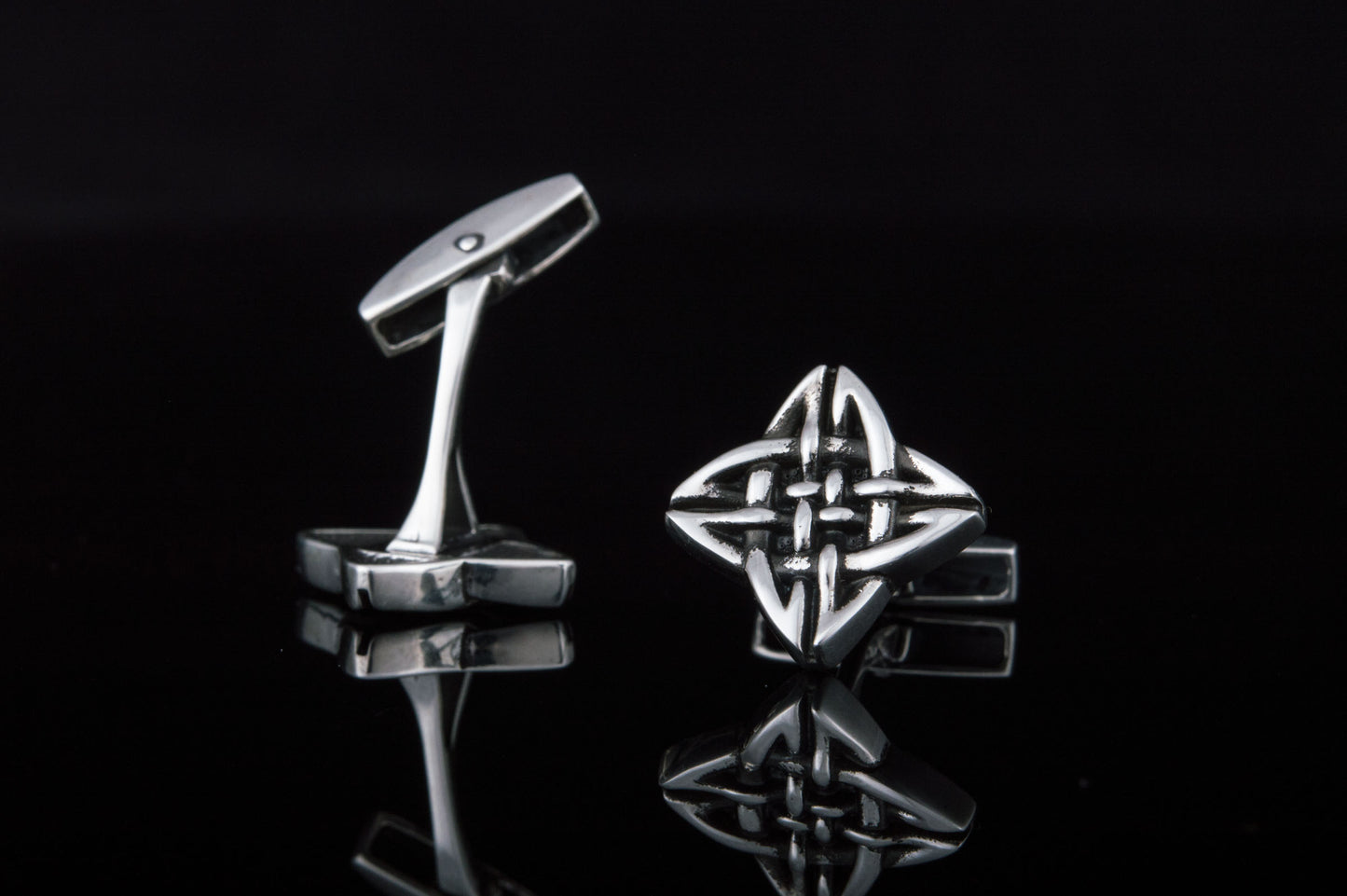 vkngjewelry Cufflinks Handcrafted Norse Pattern v1 Sterling Silver Cufflinks