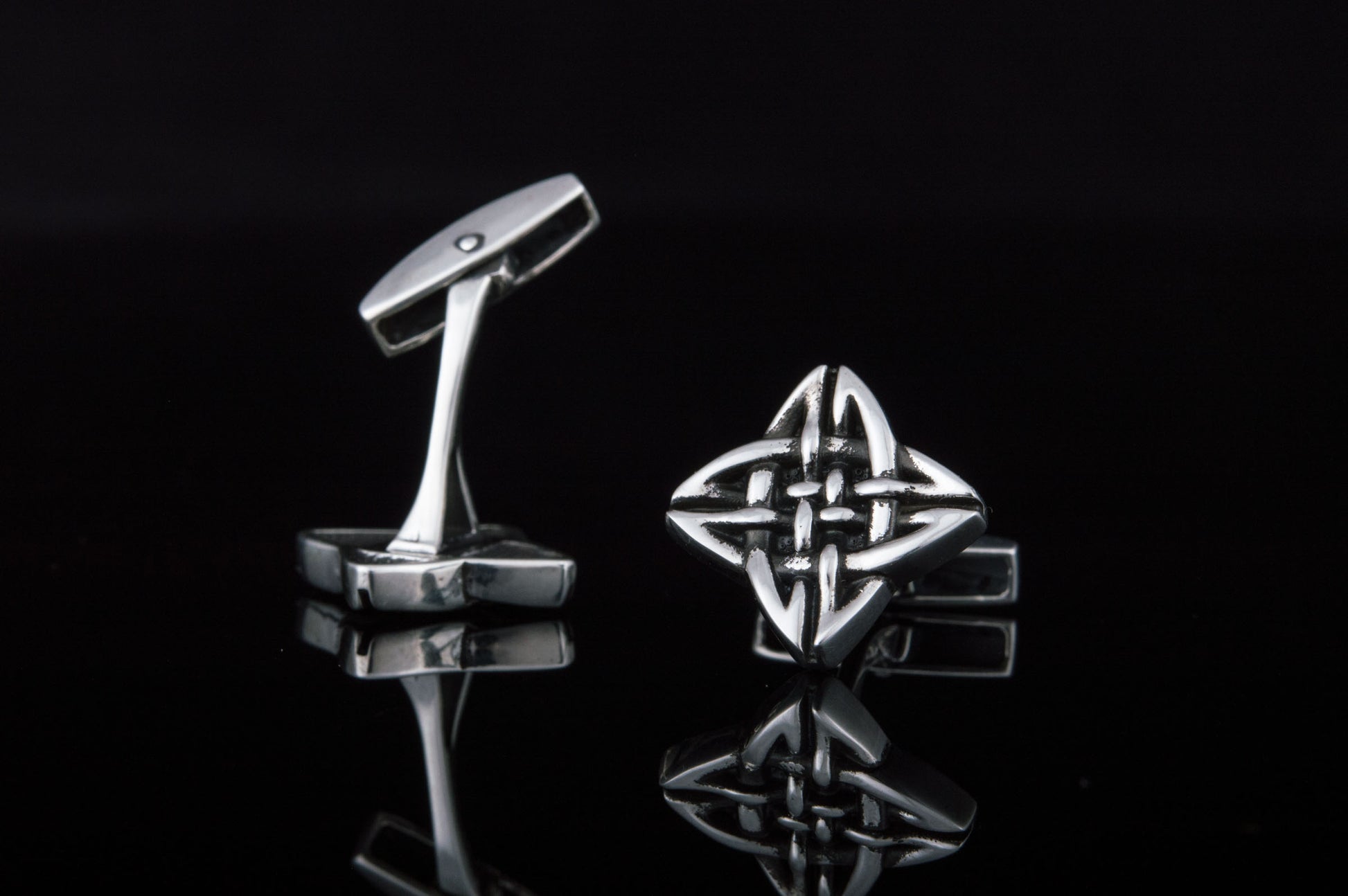 vkngjewelry Cufflinks Handcrafted Norse Pattern v1 Sterling Silver Cufflinks