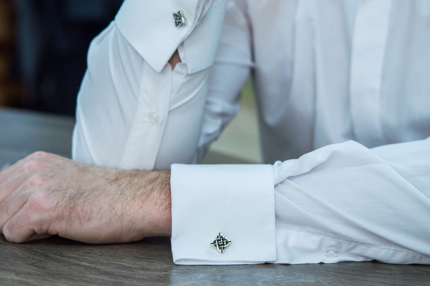 vkngjewelry Cufflinks Handcrafted Norse Pattern v1 Sterling Silver Cufflinks