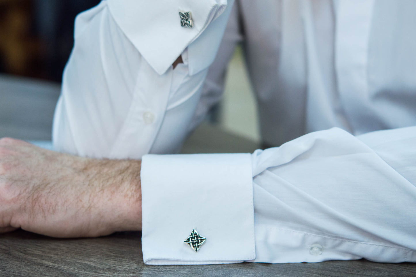 vkngjewelry Cufflinks Handcrafted Norse Pattern v1 Sterling Silver Cufflinks