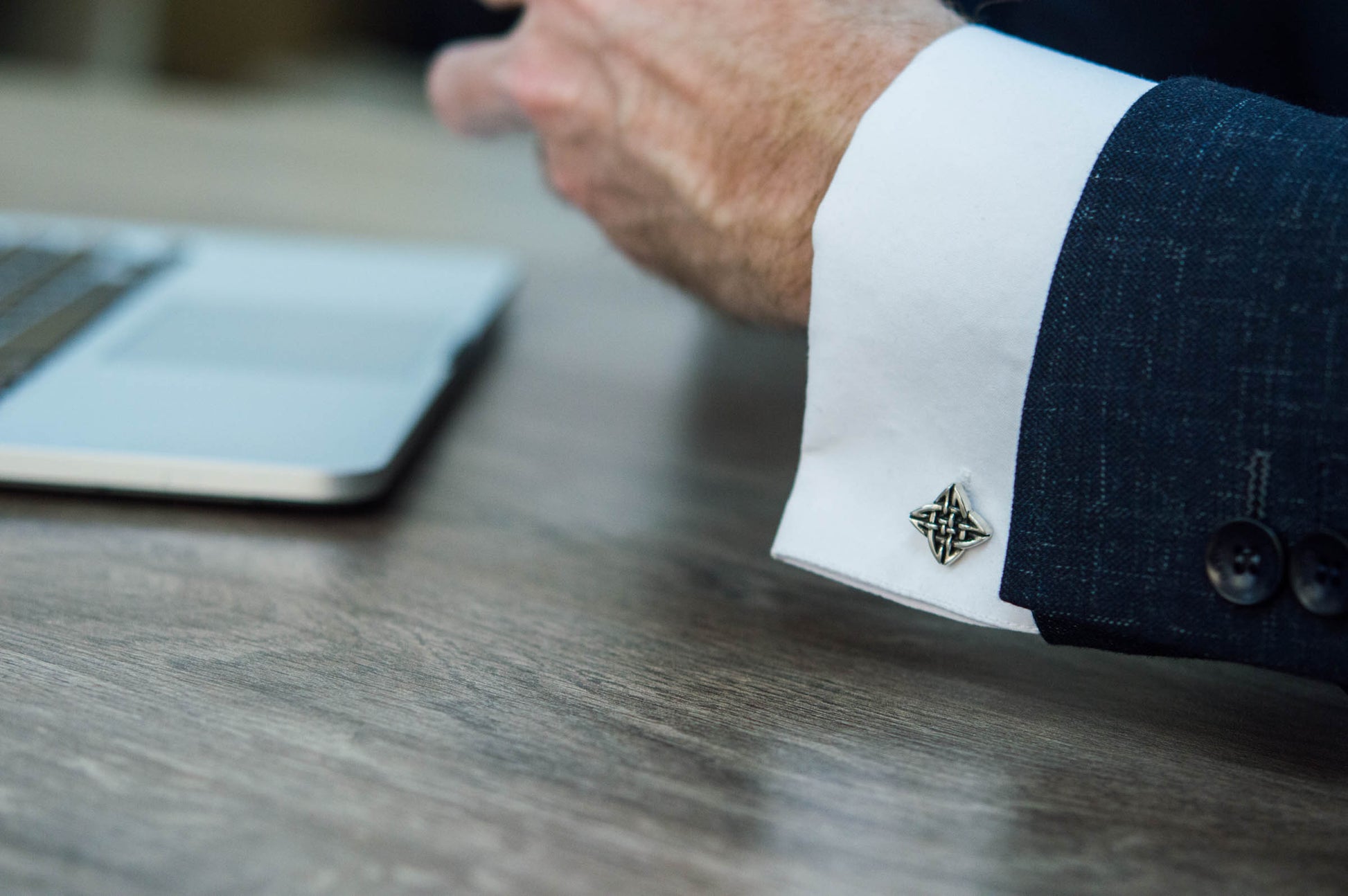 vkngjewelry Cufflinks Handcrafted Norse Pattern v1 Sterling Silver Cufflinks