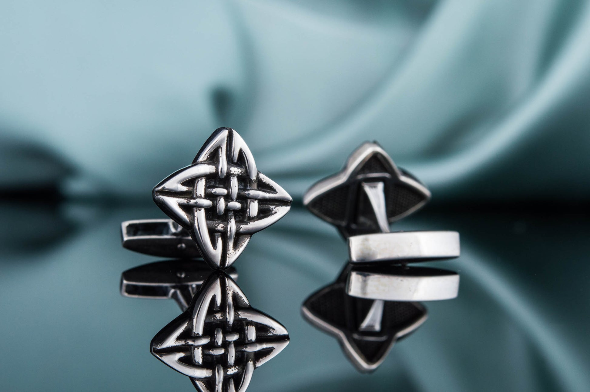 vkngjewelry Cufflinks Handcrafted Norse Pattern v1 Sterling Silver Cufflinks