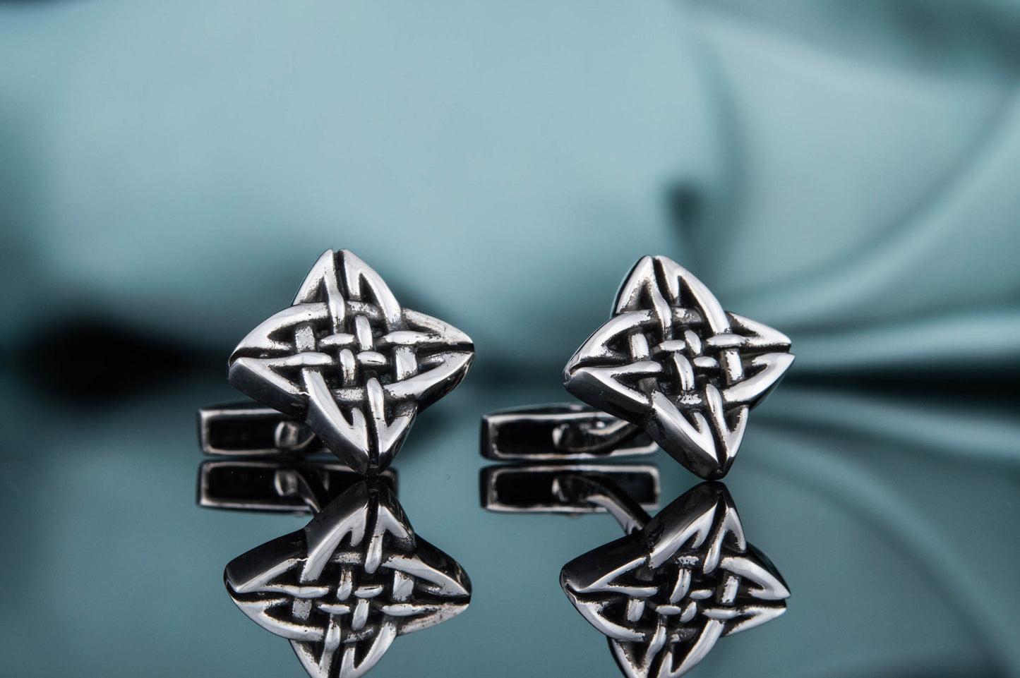 vkngjewelry Cufflinks Handcrafted Norse Pattern v1 Sterling Silver Cufflinks