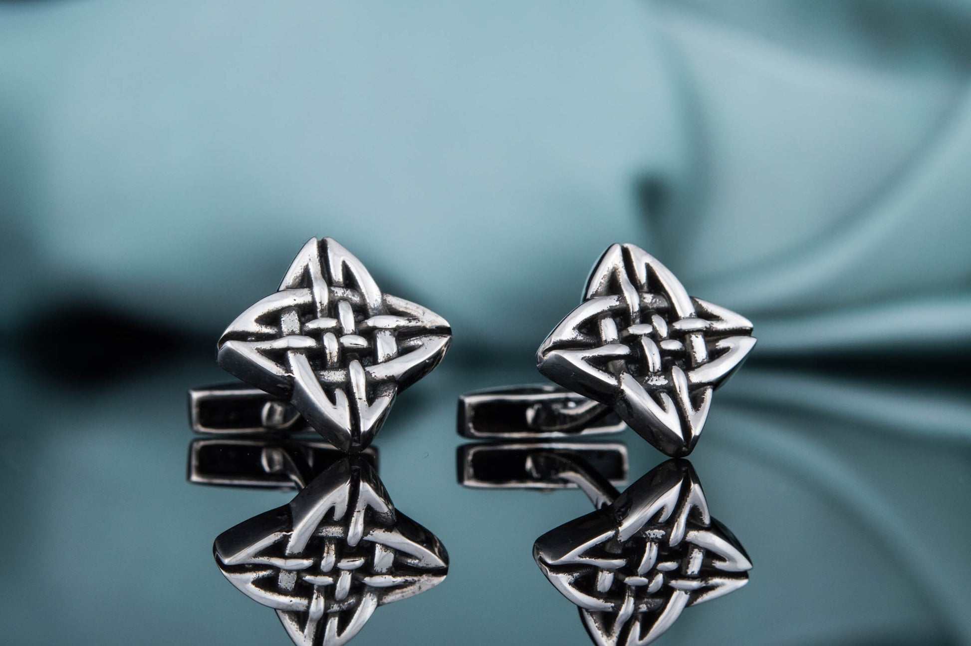vkngjewelry Cufflinks Handcrafted Norse Pattern v1 Sterling Silver Cufflinks