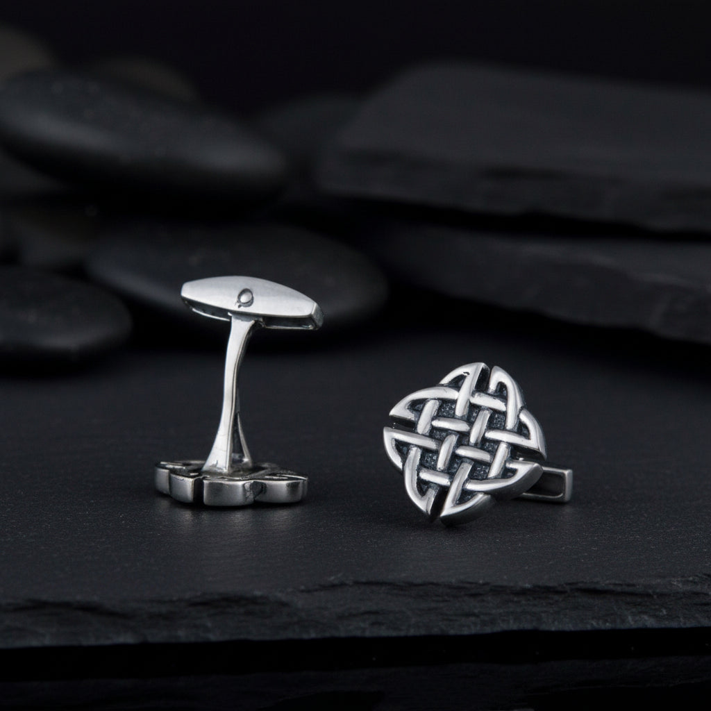 vkngjewelry Cufflinks Handcrafted Norse Pattern v2 Sterling Silver Cufflinks