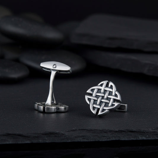 vkngjewelry Cufflinks Handcrafted Norse Pattern v2 Sterling Silver Cufflinks