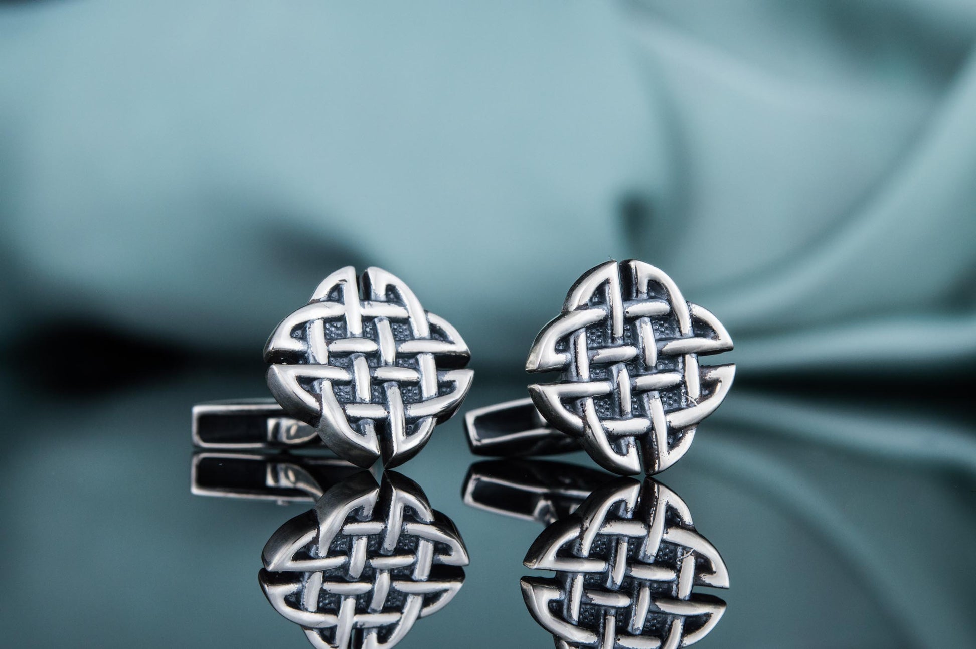 vkngjewelry Cufflinks Handcrafted Norse Pattern v2 Sterling Silver Cufflinks