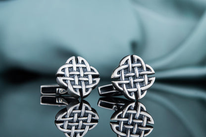 vkngjewelry Cufflinks Handcrafted Norse Pattern v2 Sterling Silver Cufflinks