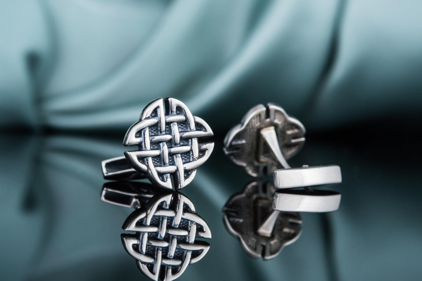 vkngjewelry Cufflinks Handcrafted Norse Pattern v2 Sterling Silver Cufflinks