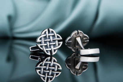 vkngjewelry Cufflinks Handcrafted Norse Pattern v2 Sterling Silver Cufflinks