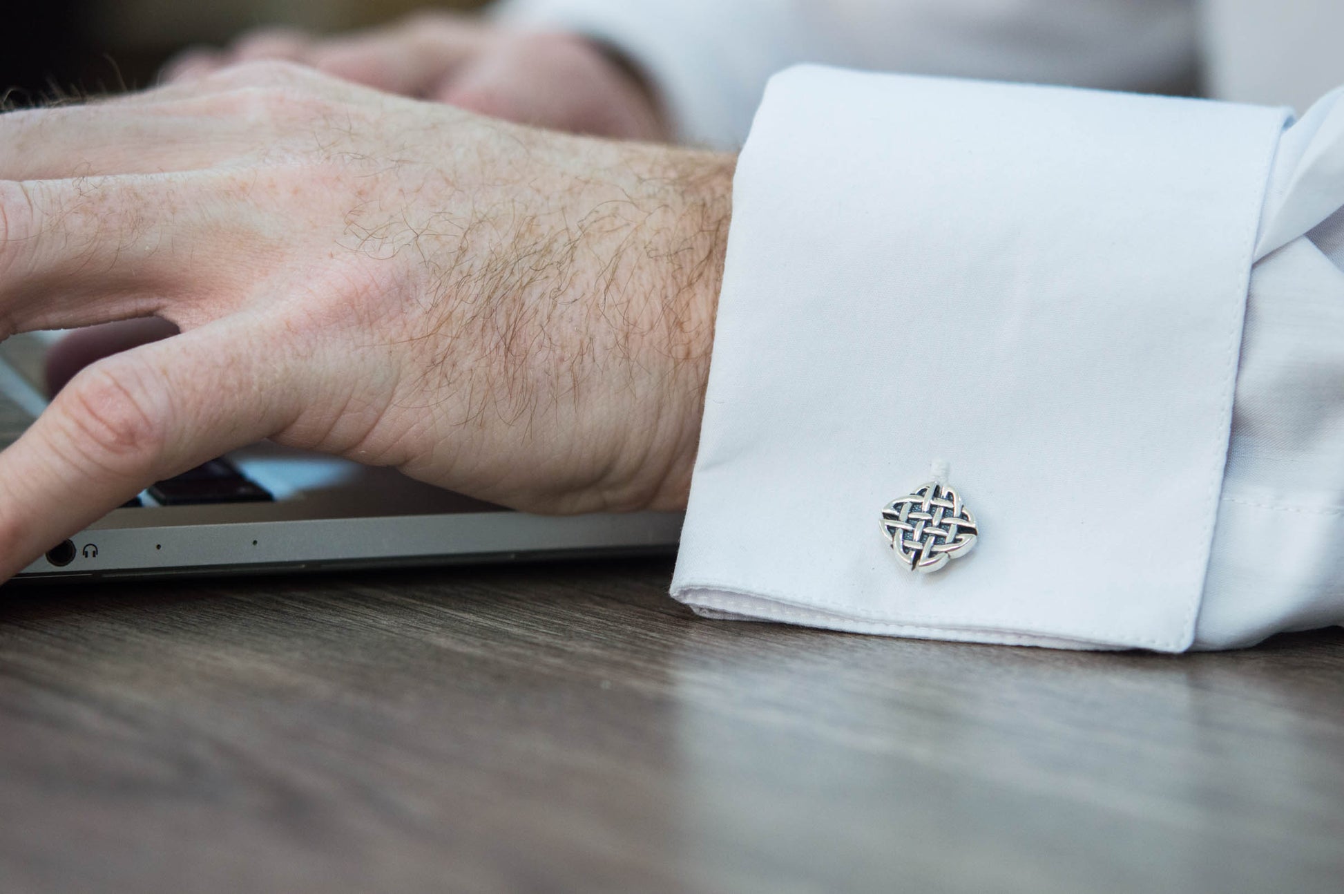 vkngjewelry Cufflinks Handcrafted Norse Pattern v2 Sterling Silver Cufflinks