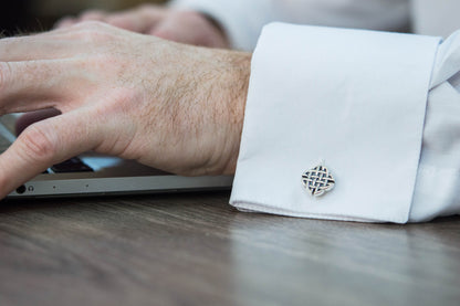 vkngjewelry Cufflinks Handcrafted Norse Pattern v2 Sterling Silver Cufflinks