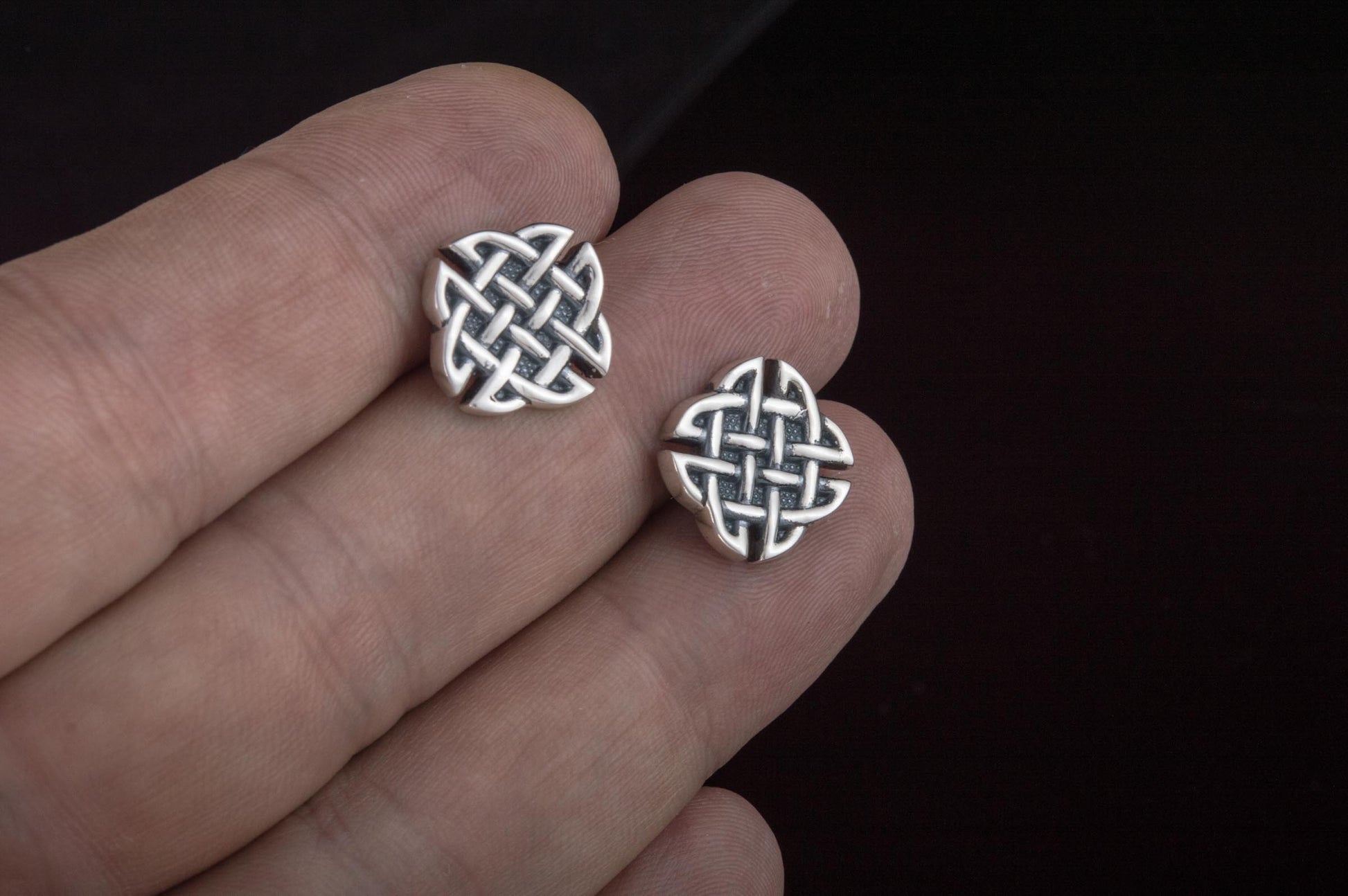 vkngjewelry Cufflinks Handcrafted Norse Pattern v2 Sterling Silver Cufflinks