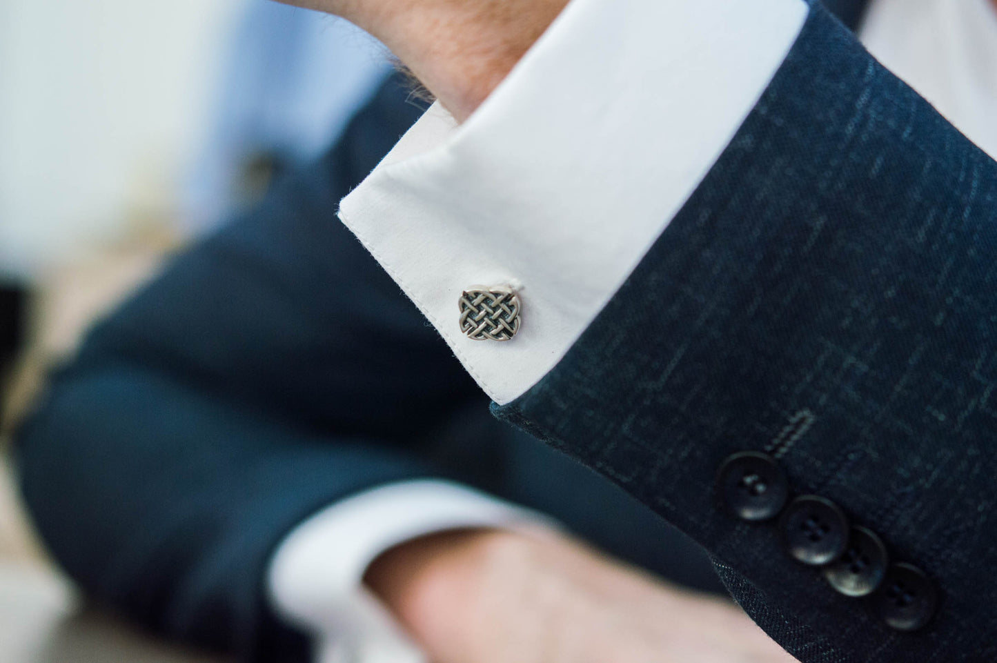 vkngjewelry Cufflinks Handcrafted Norse Pattern v2 Sterling Silver Cufflinks