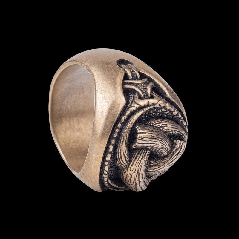 vkngjewelry Bagues Handcrafted Odin's Horns Bronze Ring