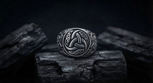 vkngjewelry Ring Handcrafted Odin’s Horns Mammen Style Sterling Silver Ring