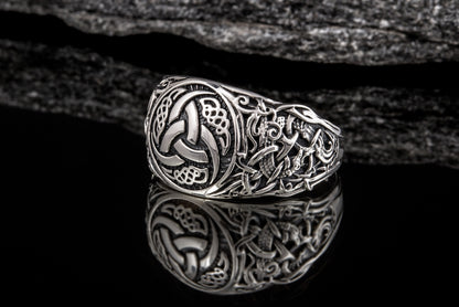 vkngjewelry Ring Handcrafted Odin’s Horns Mammen Style Sterling Silver Ring