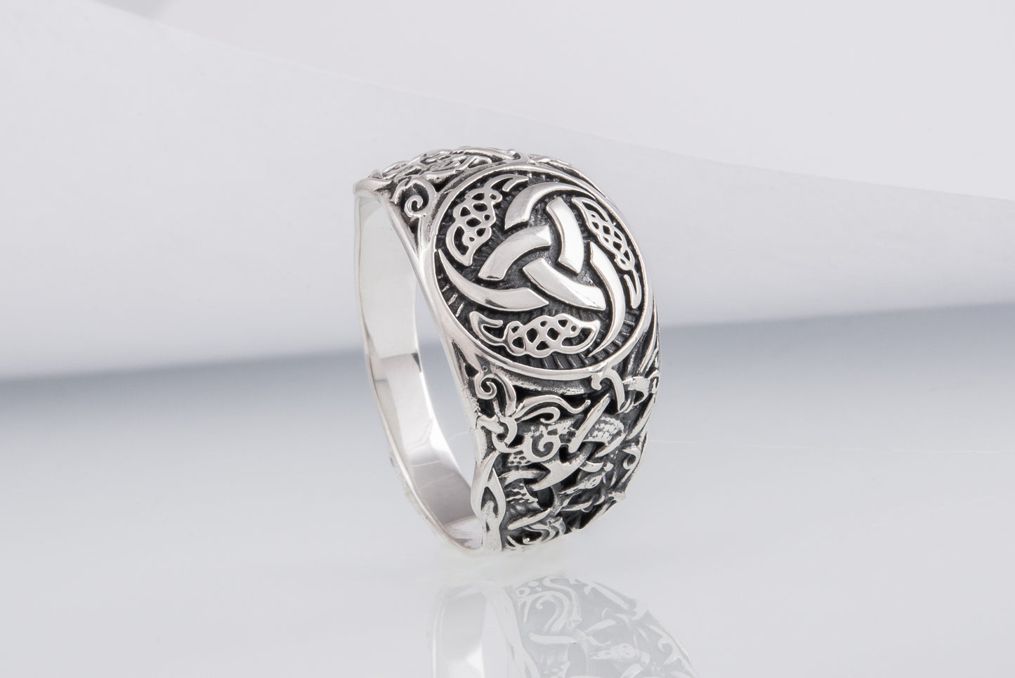 vkngjewelry Ring Handcrafted Odin’s Horns Mammen Style Sterling Silver Ring