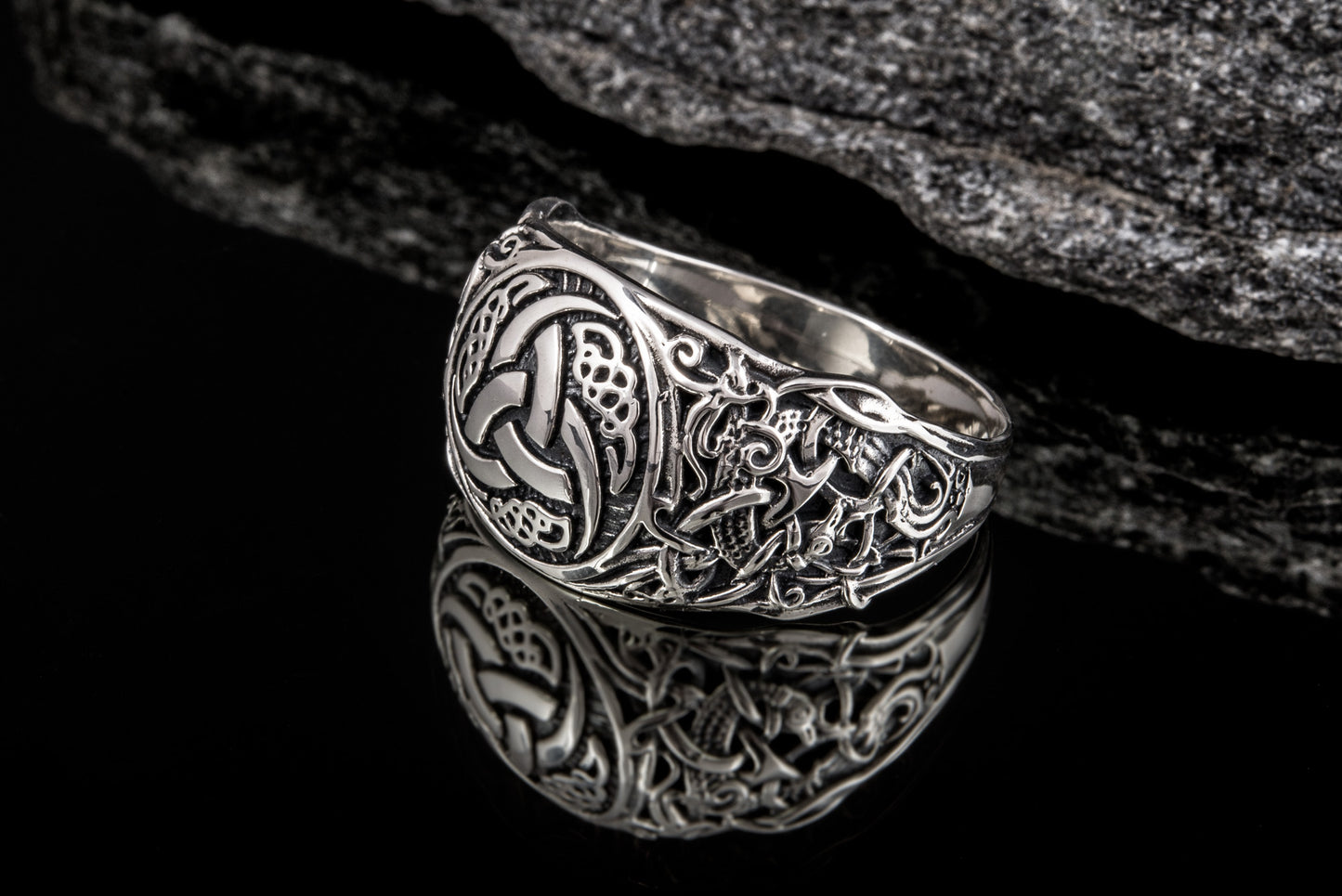 vkngjewelry Ring Handcrafted Odin’s Horns Mammen Style Sterling Silver Ring
