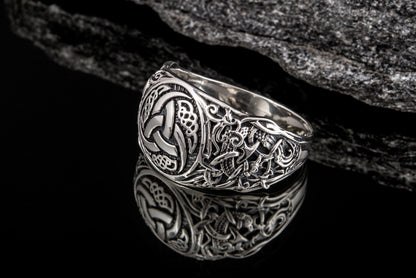 vkngjewelry Ring Handcrafted Odin’s Horns Mammen Style Sterling Silver Ring
