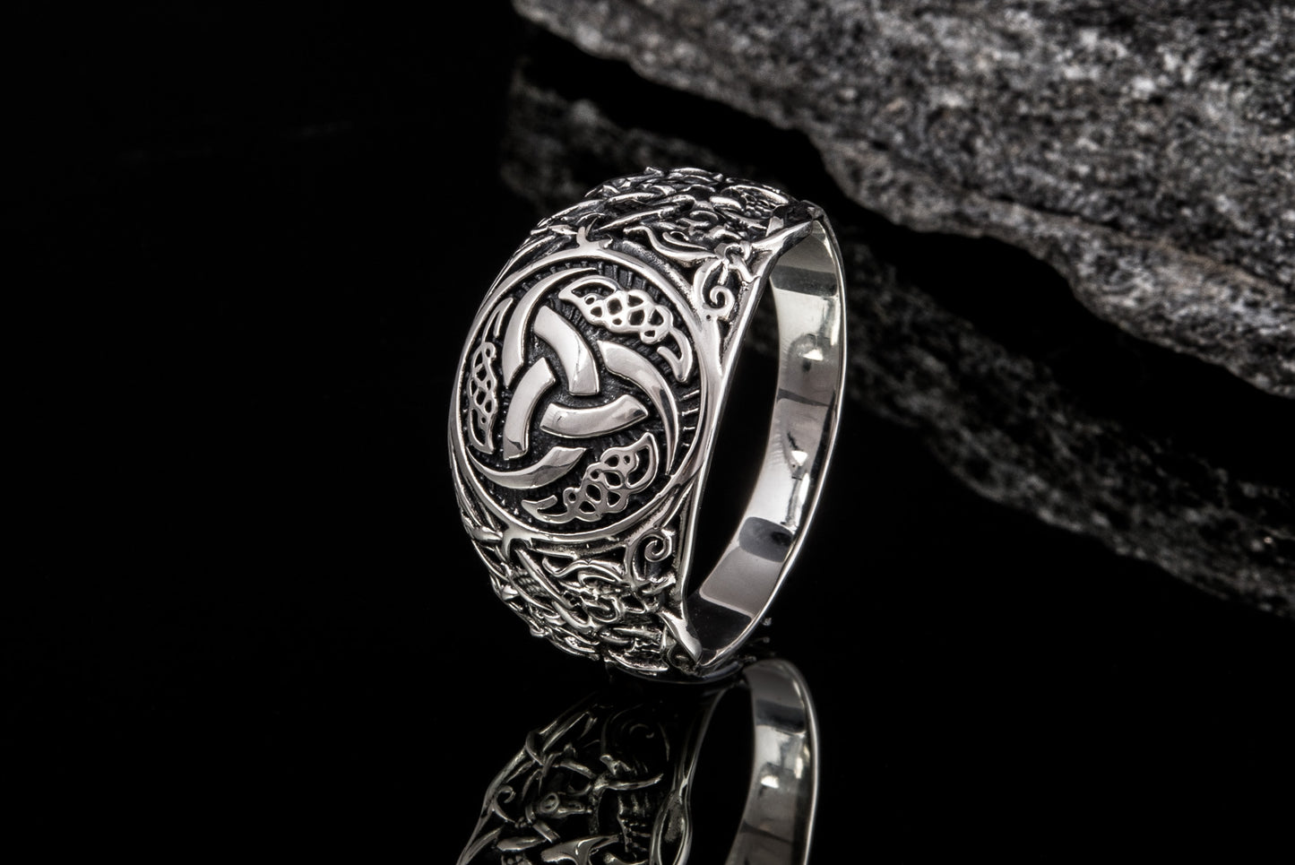 vkngjewelry Ring Handcrafted Odin’s Horns Mammen Style Sterling Silver Ring