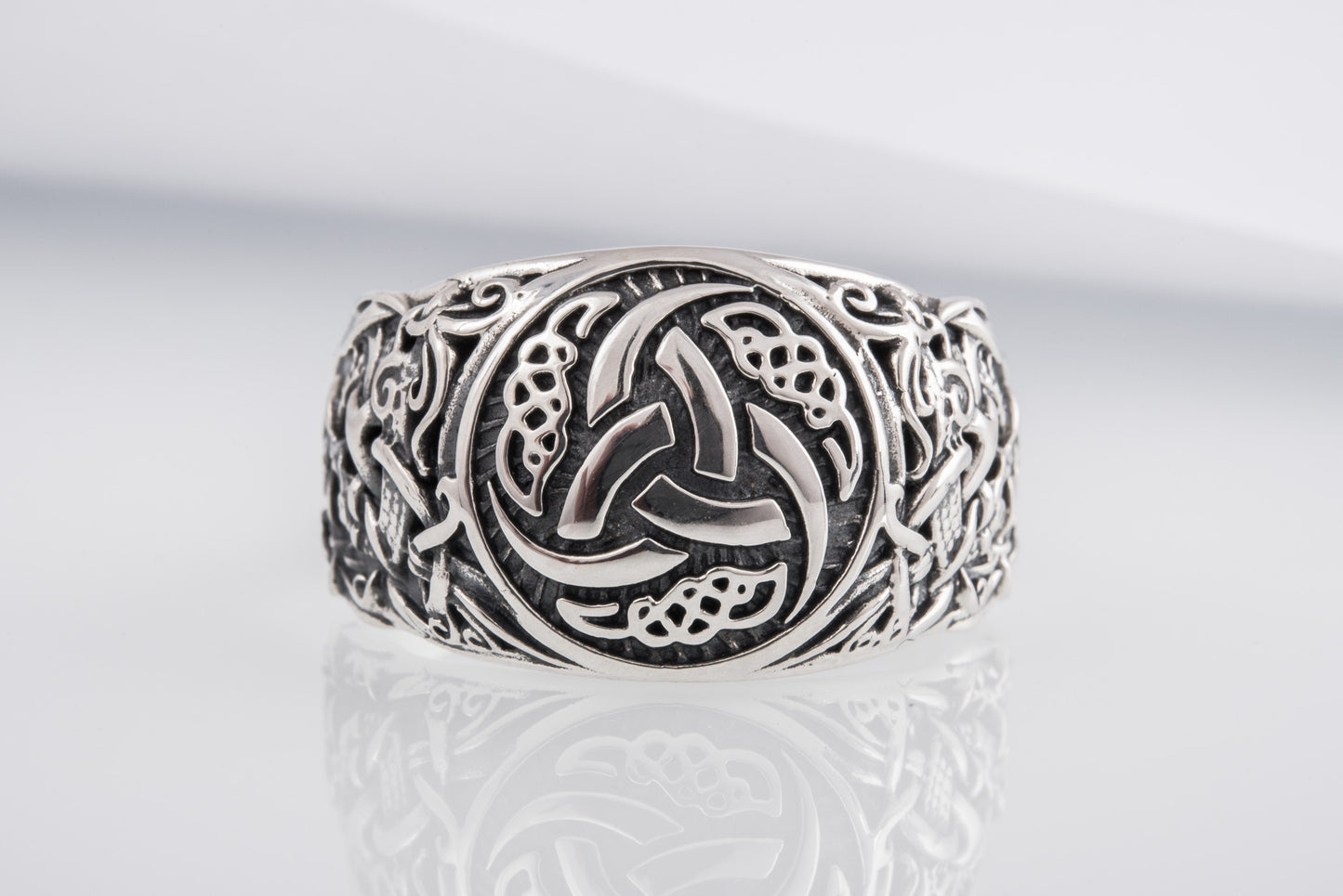 vkngjewelry Ring Handcrafted Odin’s Horns Mammen Style Sterling Silver Ring