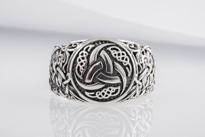 vkngjewelry Ring Handcrafted Odin’s Horns Mammen Style Sterling Silver Ring