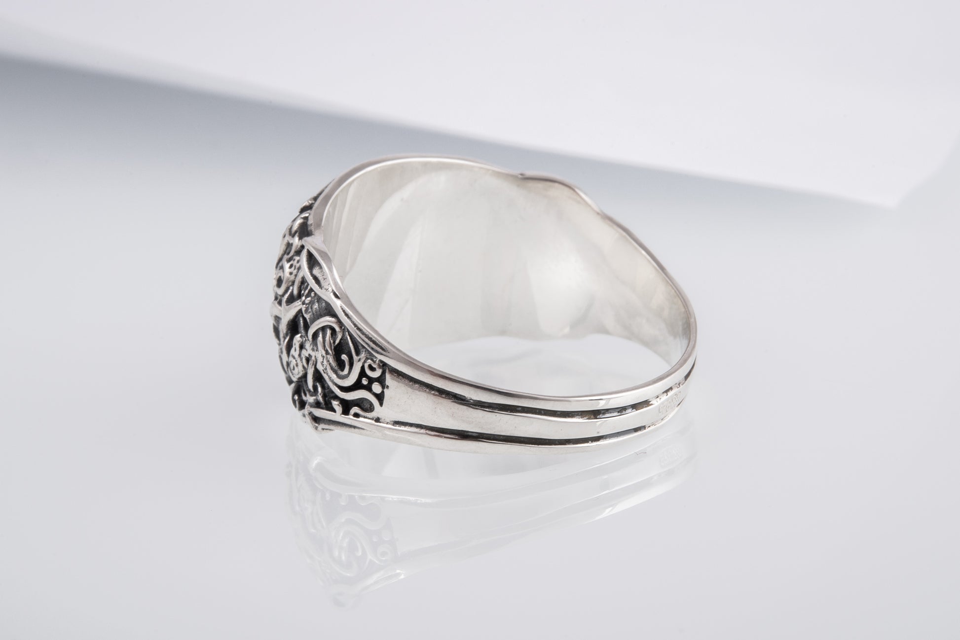 vkngjewelry Ring Handcrafted Odin’s Horns Mammen Style Sterling Silver Ring