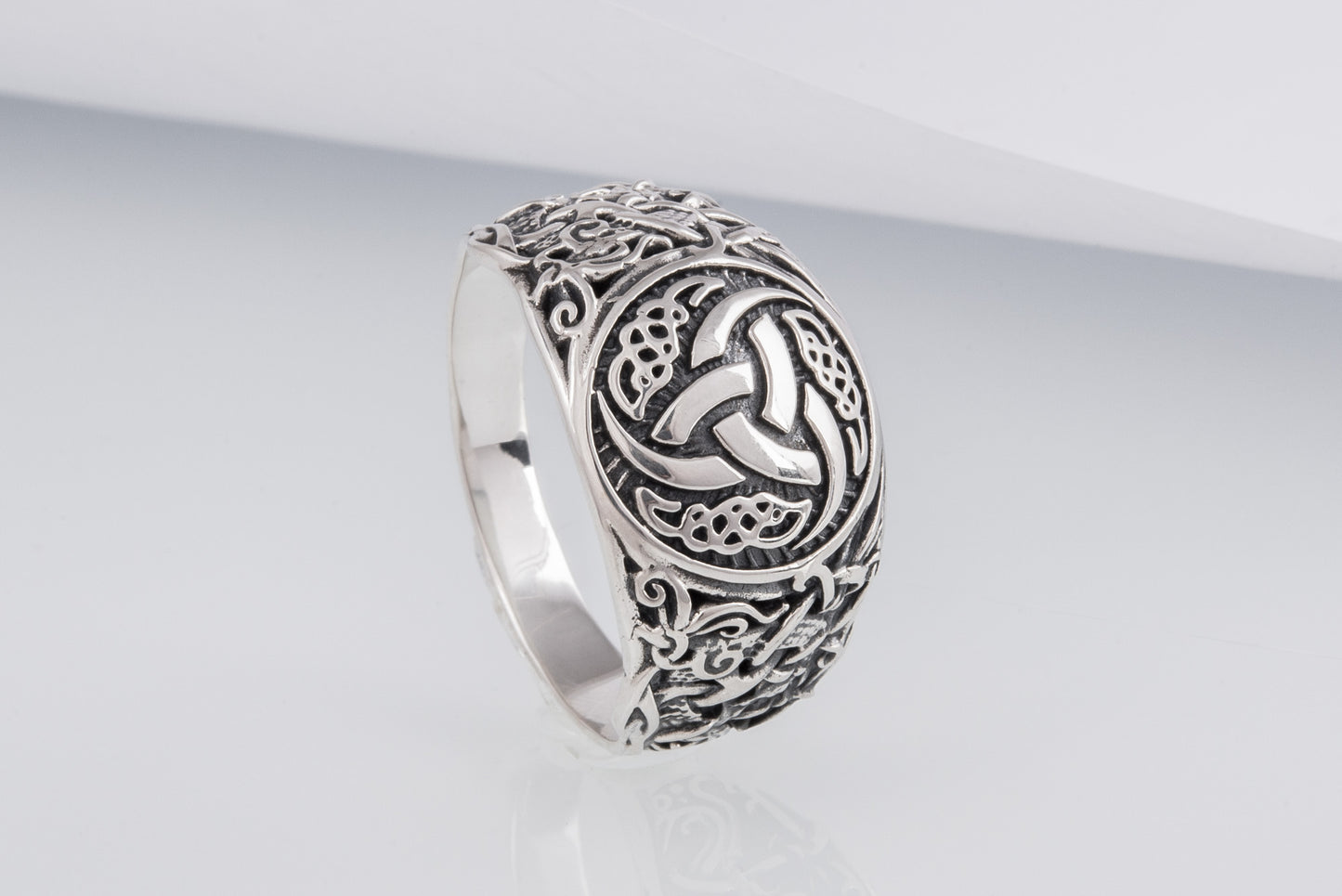 vkngjewelry Ring Handcrafted Odin’s Horns Mammen Style Sterling Silver Ring