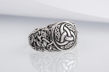 vkngjewelry Ring Handcrafted Odin’s Horns Mammen Style Sterling Silver Ring