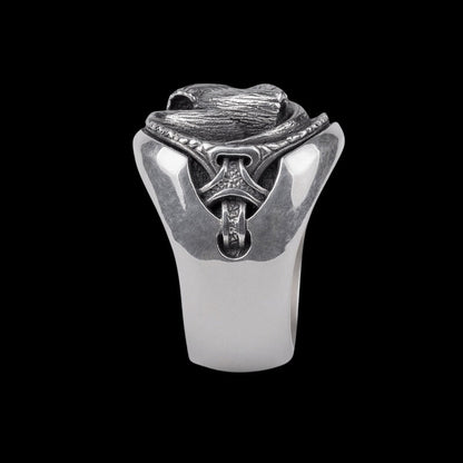 vkngjewelry Bagues Handcrafted Odin's Horns Silver Ring